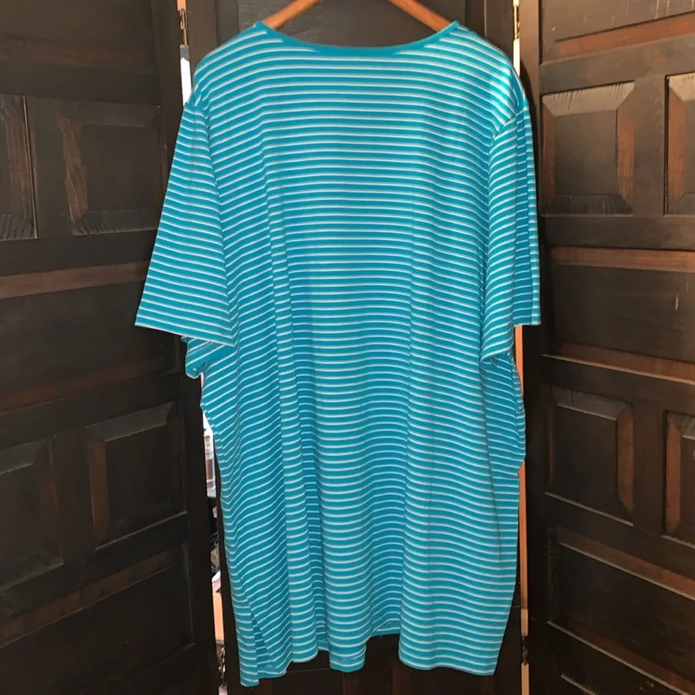 Catherine’s Teal Blue & White Striped V-Neck t-shirt women’s 3XL , 26-28W, NWT - Picture 8 of 9